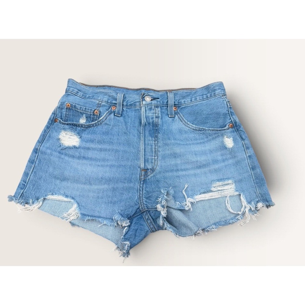 Levi's 501 Size 29 Original Distressed Cutoff Denim Shorts High Rise Button Fly
